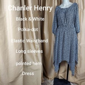 Chanler Henry black & white polka-dot dress size L